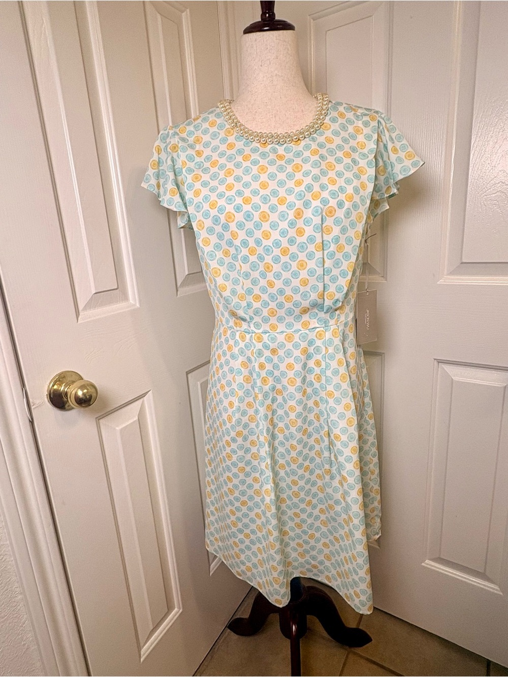 Jason Wu for Target Citrus Slice Lemon Print Pearl Collar Dress Size 10 NWT